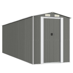 vidaXL Outdoor Garden Storage Shed, Large Galvanized Steel Tool Unit, Easy Access Sliding Gate, Ventilated, Light Gray, 75.6"x238.6"x87.8" - 1 of 4