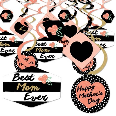 Big Dot of Happiness Best Mom Ever - Mother's Day Party Hanging Decor - Party Decoration Swirls - Set of 40