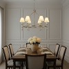 ALOADECOR 6-Light Classic Pendant Fixture Elegant Interior Lighting With White Shades For Dining Room Living Room - 2 of 4