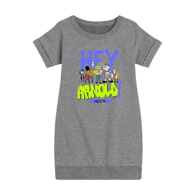 - Hey Arnold! - Arnold Spray Paint 96 Graphic Short Sleeve Fleece Dress