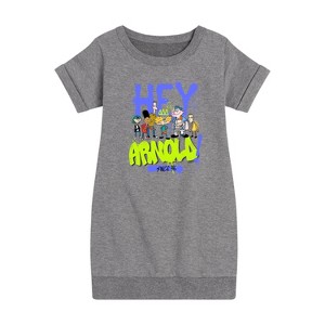 Girls' - Hey Arnold! - Arnold Spray Paint 96 Graphic Short Sleeve Fleece Dress - 1 of 4