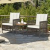 Costway Patiojoy 3PCS Patio Rattan Furniture Set Cushioned Sofas Wood Table Top W/Shelf - 2 of 4
