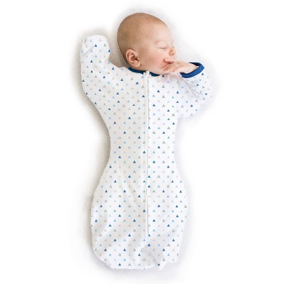 SwaddleDesigns Transitional Swaddle Sack Wearable Blanket - Blue Tiny Triangles - M - 3-6 Months