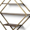 HomeRoots 30" Antiqued Brass And Brown Metal And Solid Wood Diamond Shaped Accent Shelf - 4 of 4