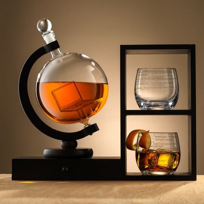 Joyjolt Executive Computer 3piece Whiskey Decanter & Glass Set 2
