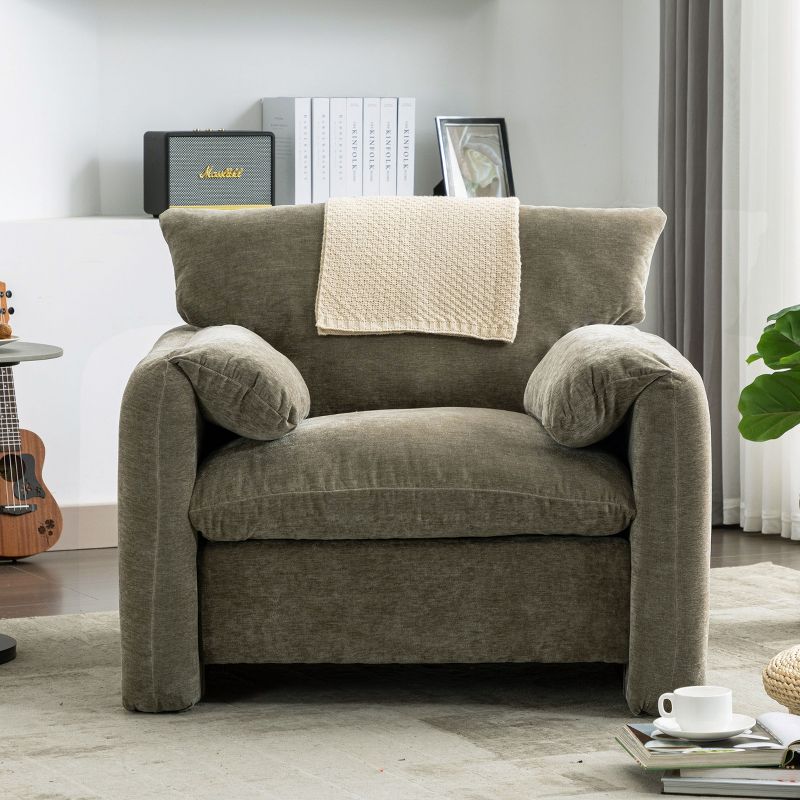 Modern Style Chenille Oversized Armchair,  Upholstered Accent Chair Single Sofa Lounge Chair-ModernLuxe, 2 of 12