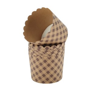 Unique Bargains Disposable Baking Cups Wood Pulp Paper PE Coating Reddish Brown Khaki 2.76"x2.17" 50 Pcs - 1 of 4