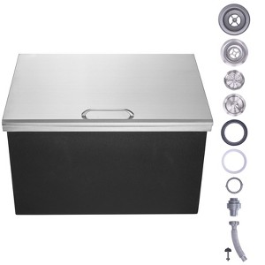 VEVOR Drop in Ice Chest, 28"L x 20"W x 17"H Stainless Steel Ice Cooler, Commercial Ice Bin with Hinged Cover, 40 qt Outdoor Kitchen Ice Bar - 1 of 4
