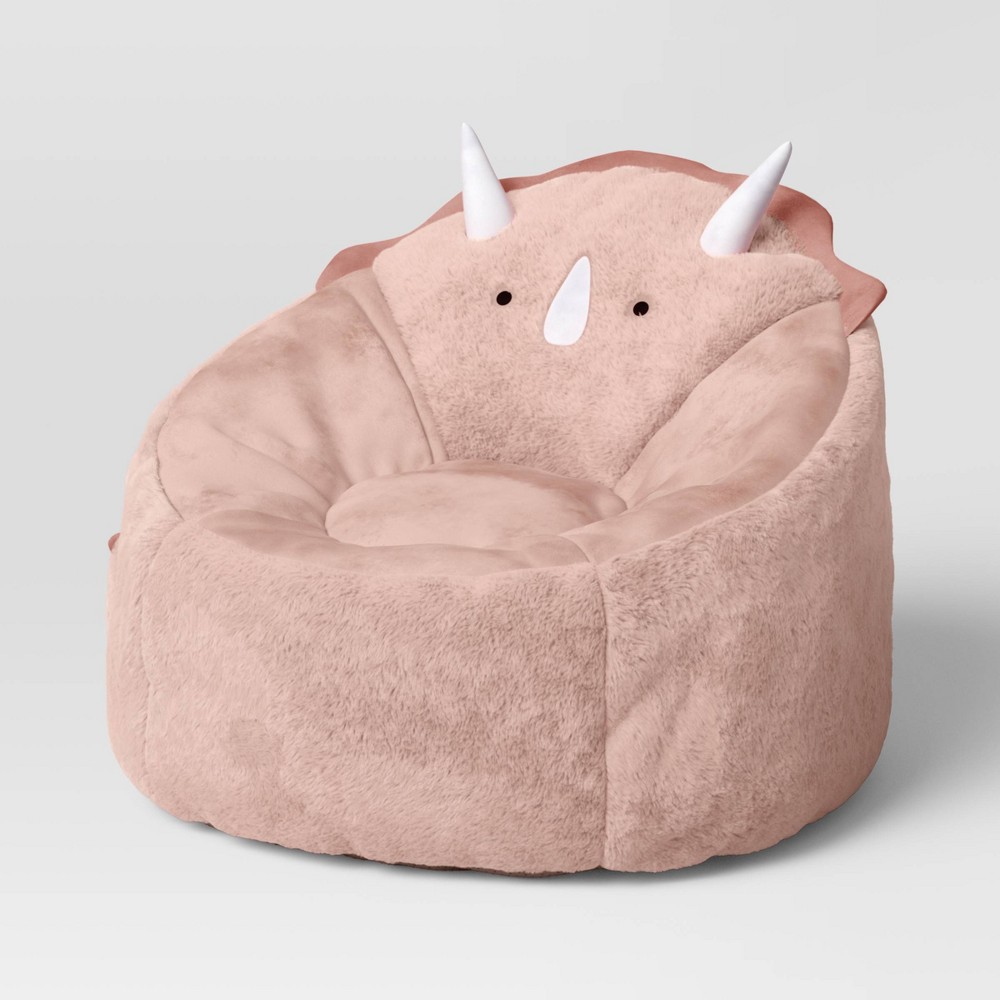 Photos - Bean Bag Dino Kids'  Chair Pink - Pillowfort™