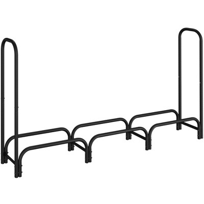 Yaheetech Large Metal Firewood Log Rack for Outdoor or Patio, Balcony, Black