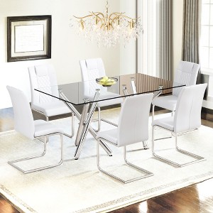 NicBex Modern High Back Dining Chairs Leather Padded Seat Upholstered Dining Chairs W/Metal Legs - 1 of 4