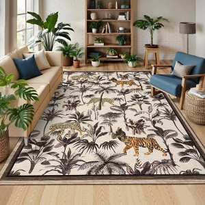 Modern Washable Area Rug for Living Room, Animal Print Floor Rug with Non Slip Backing, Low Pile Stain Resistant Carpet - 1 of 4