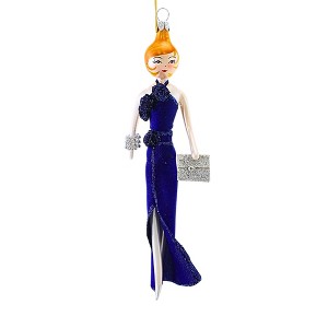 De Carlini Italian Ornaments 7.0 Inch Donna In Blue Ballgown Christmas Tree Ornament , Chic Fashion Dame (1PC) - 1 of 3
