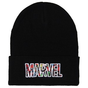 Marvel Comic Logo Beanie Embroidered Vintage Design Cuff Knit Beanie Hat Cap - 1 of 3