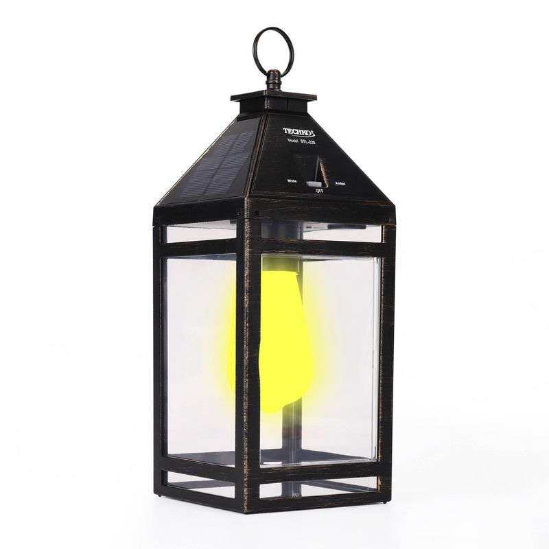 Solar LED Portable Hanging Outdoor Lantern Black - Techko Maid, 3 of 9
