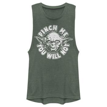 Juniors Womens Star Wars St. Patrick's Day Yoda Pinch Me Not Festival Muscle Tee