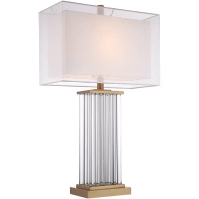 Vienna 29" Tall Clear Crystal Glass Table Lamp with Double White Shade