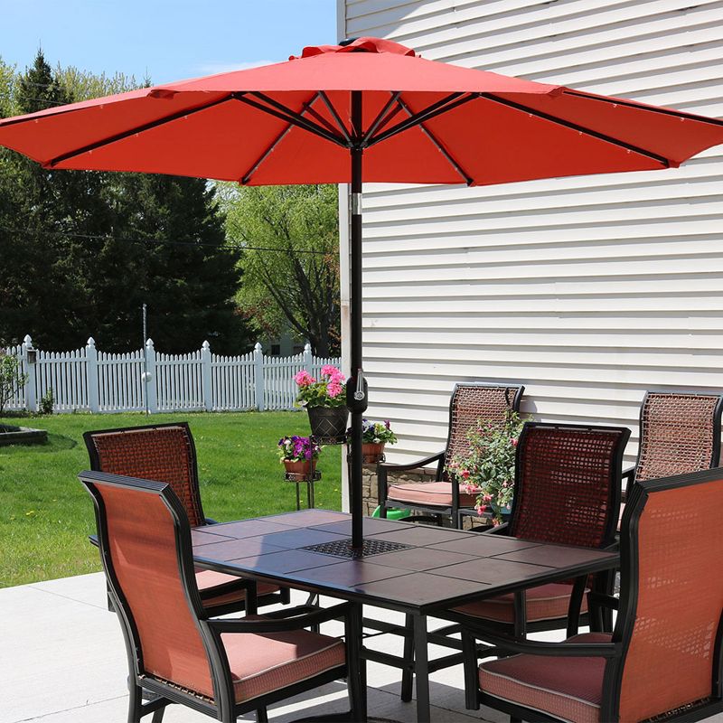 Sunnydaze Outdoor Aluminum Pool Patio Umbrella with Solar LED Lights, Tilt, and Crank - 9', 5 of 15