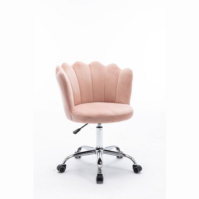 Velvet 360° Swivel Shell Chair With Metal Legs, Height Adjustable Computer Desk Chair for Living Room Office