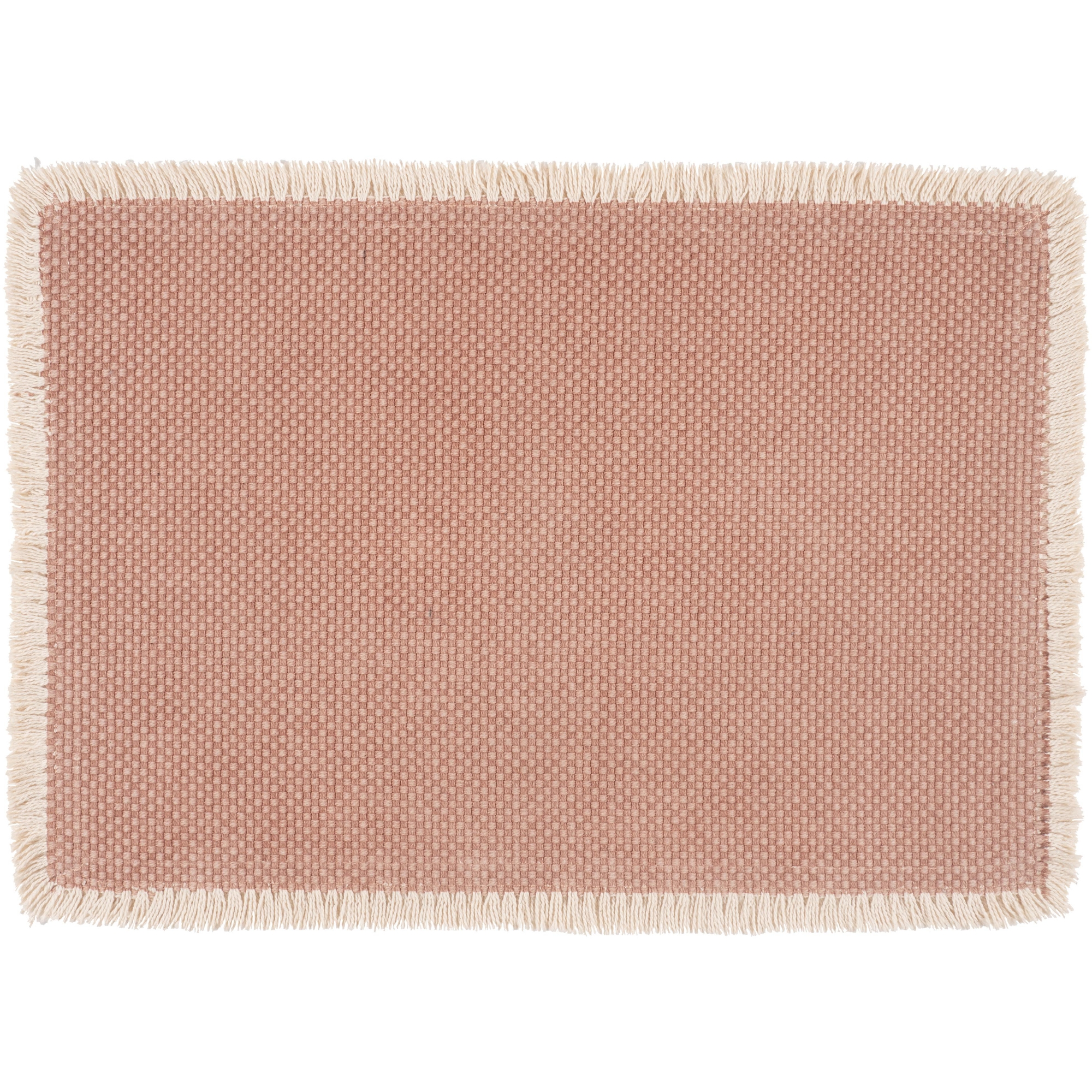 Verona 100% Cotton Woven Set Of 4 Placemats With Fringe Trim-13" x 19" In Clay