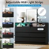 6 Drawer Dresser with Charging Station and LED Lights, Modern Chest of Drawers with Power Outlet - 2 of 4