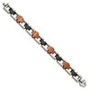 Black Bow Jewelry Men's Stainless Steel, Black and Cognac Cross Link Bracelet, 8.75 Inch - 2 of 4
