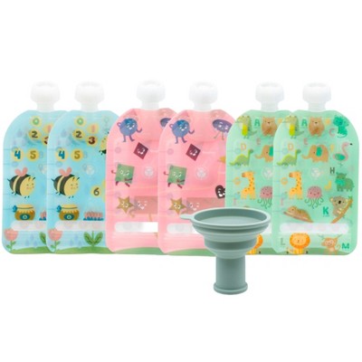 WeeSprout Double Zipper Reusable Food Pouches for Babies & Toddlers, 6-Pack