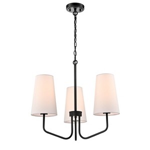 Claxy 3-light Modern Black Pendant Light Fixture with Fabric Shade for Bedroom - 1 of 4