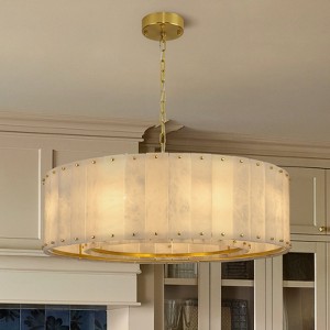 CityFurn 32" 9-Light Modern Round Chandelier Drum Pendant Lights with Alabaster Shade - 1 of 4