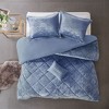 Gulches Twin Twin XL Blue Velvet 3 Piece Duvet Cover Set - 2 of 4