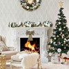 6 Feet Christmas Garland,Silver and White Lighted Xmas Garland with Lights, Balls, Snowflake,Ribbon Bow for Front Door Fireplace Indoor Outdoor Decor - 4 of 4