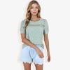 Anna-Kaci Women's Short Sleeve Eyelet Lace Top With Puff Shoulders And Crochet Details - 2 of 4