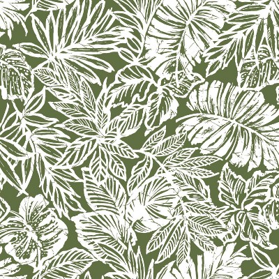 RoomMates Batik Tropical Leaf Peel and Stick Wallpaper: Removable Green Botanical Vinyl, Self-Adhesive, 28.2 Sq Ft Coverage