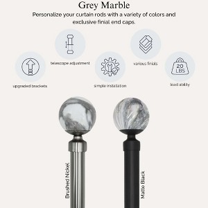 Linen Avenue Grey Marble Single and Double Window Curtain Rod Set - 1 of 4
