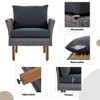 Outdoor Patio Rattan Sectional Sofa With Wooden Legs Tabletop, Upholstered Patio Sofa Set, All Weather Wicker Rattan Furniture, Gray - 4 of 4