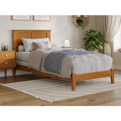 AFI Furnishings Madison Twin XL Foundation Bed with Attachable USB Charger, Light Toffee