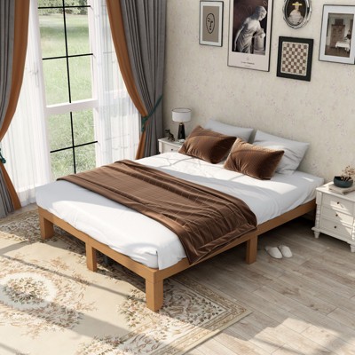 Bed Frame, Storage Headboard with LED light, Charging Station, Solid and Stable, Noise Free, No Box Spring Needed, Easy Assembly