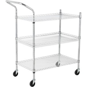 Heavy Duty Utility Cart with Handle, Utility Rolling Cart Food Storage Trolley with Adjustable Shelves, Easy Assembly, 360 Swivel Wheels - 1 of 4