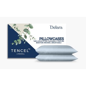 Delara 100% Eucalyptus Lyocell Tencel Pillowcase Pack of 2, Naturally Cooling, Smooth & Breathable - 1 of 4