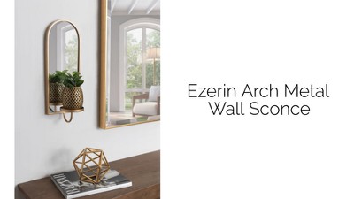 Ezerin Black Metal and Mirror Arched Wall Sconce, 16"