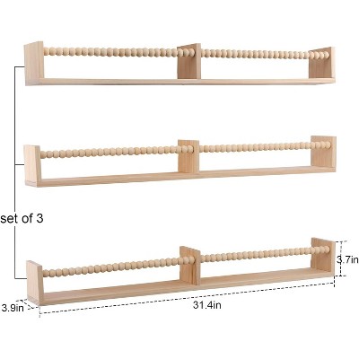 Attop Nursery Book Shelves for Kids Rooms - 32 Inches Floating Wall Bookshelves Set of 3