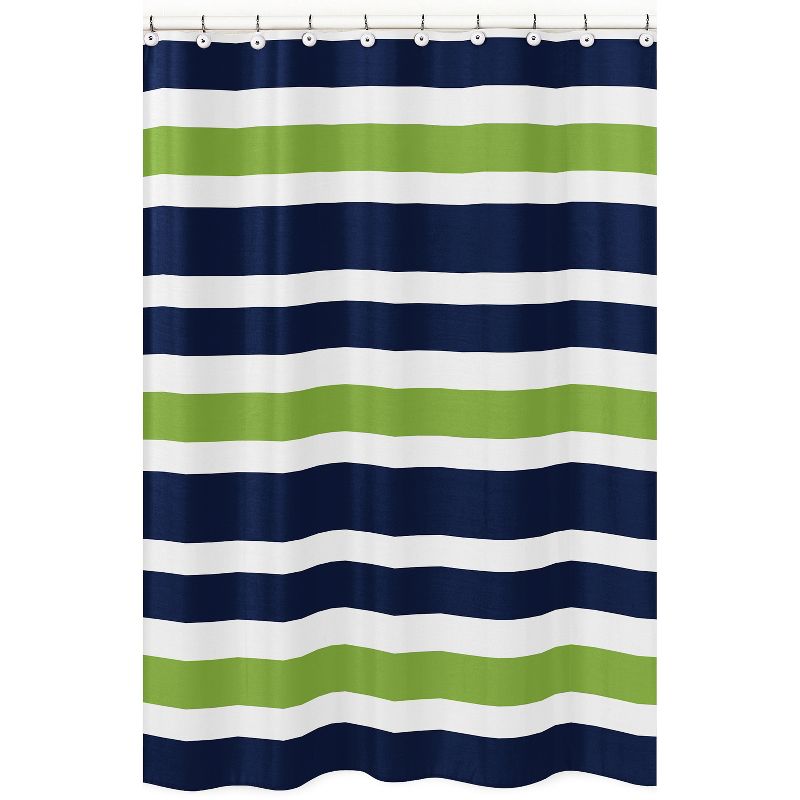 Sweet Jojo Designs Shower Curtain 72in.x72in. Stripe Blue Green Grey, 1 of 7