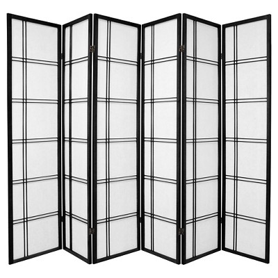 6 ft. Tall Double Cross Shoji Screen - Black (6 Panels)