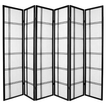 6 ft. Tall Double Cross Shoji Screen - Black (6 Panels)