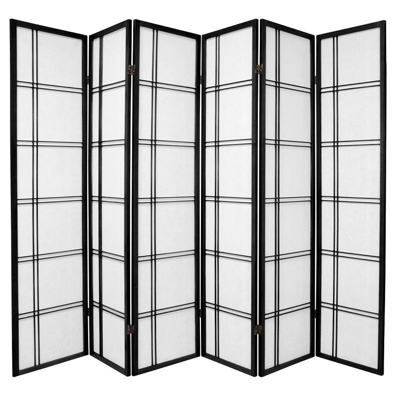 6 ft. Tall Double Cross Shoji Screen - Black (6 Panels), 1 of 6