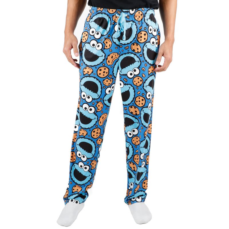 Sesame Street Cookie Monster AOP Mens Sleep Pajama Pants, 1 of 2