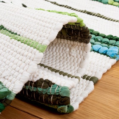 Ivory Ikat Tie-Dye Effect 6' Square Handwoven Cotton Rug
