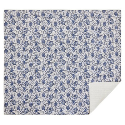 Dorset Navy Floral Queen Quilt 90Wx90L
