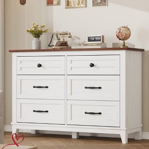 6 Dresser for Bedroom, 47" Wide Drawer Dresser with Storage Freestanding, Wooden Closet Storage Chest - 1 of 4
