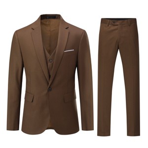 Cloudstyle Mens 3-Piece Suit Notched Lapel One Button Slim Fit Formal Jacket Vest Pants Set - 1 of 4